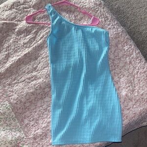 Wild fox One-Shoulder Ribbed Mini Dress Swimcover